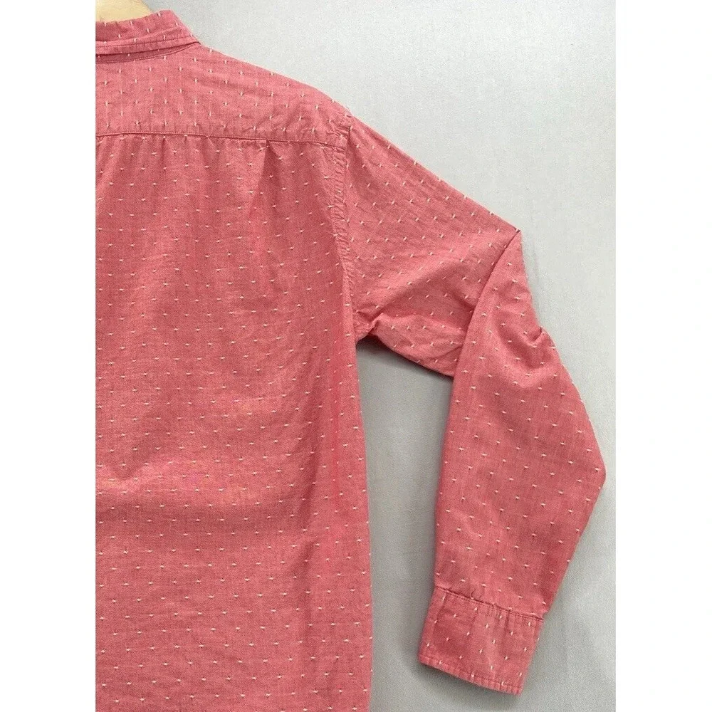 J Crew Button Shirt Men SMALL Salmon Geometric Pocket Long Sleeve Casual Y2K 90s